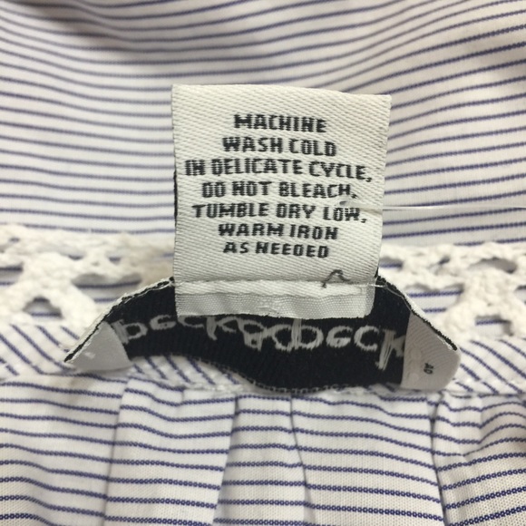 Peck & Peck Striped Print Crochet Trim Top Size XS - Picture 7 of 7